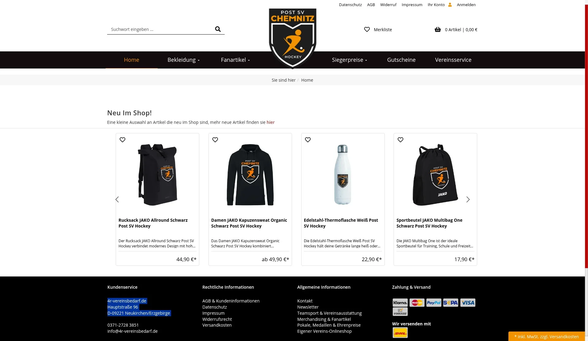 Fanshop des Post SV Chemnitz Hockey<br />
